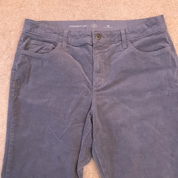 St Johns Bay Grey Corduroy Pants Trousers Womens Size 16 Straight Leg Stretch - Picture 5 of 10